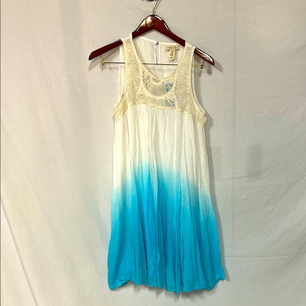 Water Lily Aqua and White Textured Sleeveless Top swim & sun